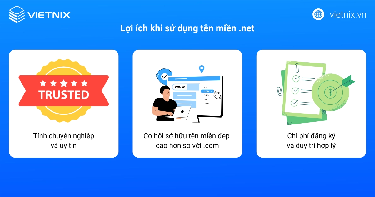 Tên miền .net là gì? Lợi ích và cách đăng ký đơn giản 31 Tên miền .net mang lại nhiều lợi ích cho người dùng