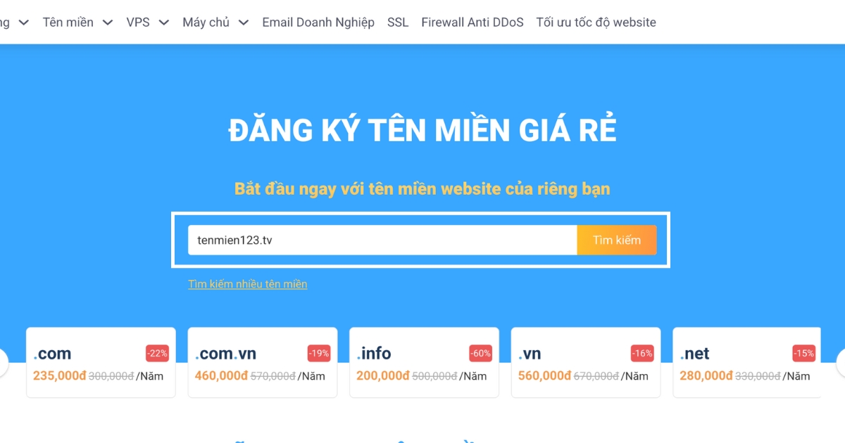 Tên miền .tv là gì? Ý nghĩa, ưu nhược điểm và đối tượng nên dùng 38 Bạn hãy điền tên miền .tv mà mình mong muốn vào thanh tìm kiếm