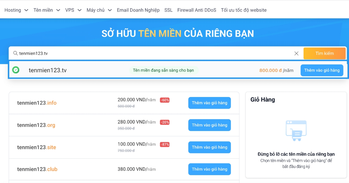 Tên miền .tv là gì? Ý nghĩa, ưu nhược điểm và đối tượng nên dùng 39 Ở bước này, bạn có thể tùy chỉnh số năm đăng ký theo nhu cầu rồi nhấn Thêm vào giỏ hàng.