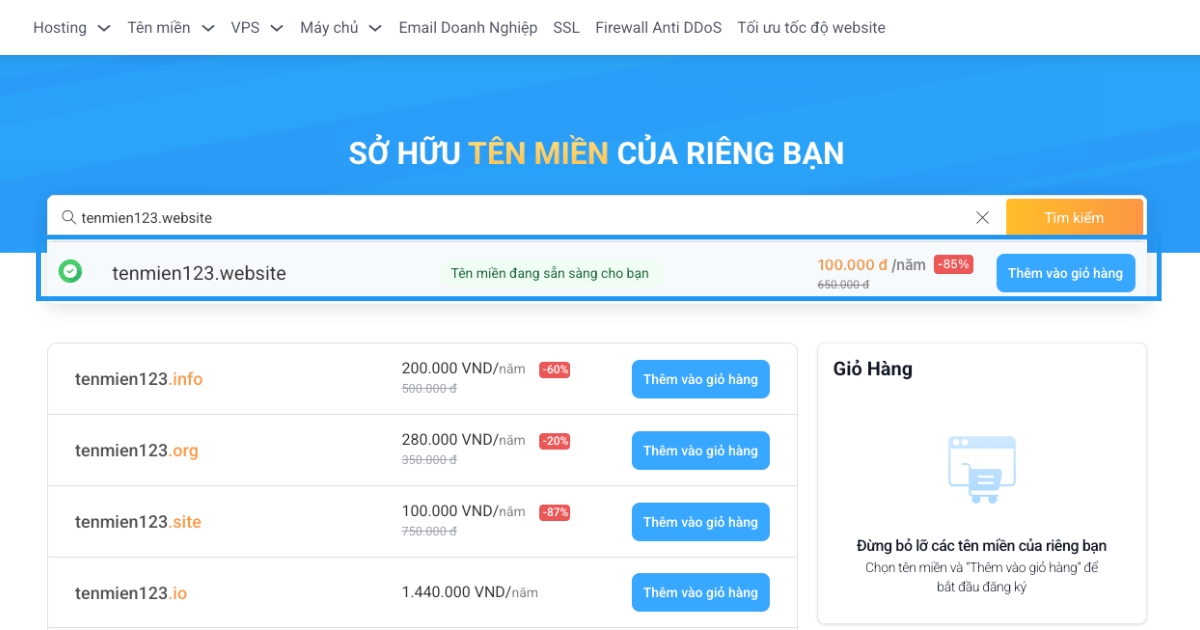 Tên miền .website là gì? Hướng dẫn tìm hiểu và đăng ký nhanh chóng 26 Bạn hãy nhấn Thêm vào giỏ hàng