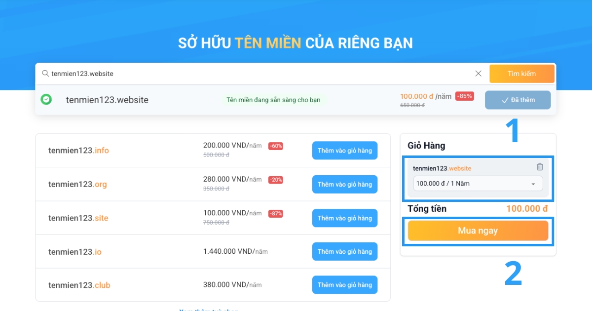 Tên miền .website là gì? Hướng dẫn tìm hiểu và đăng ký nhanh chóng 27 Bạn bấm nút Mua ngay để thực hiện bước kế tiếp