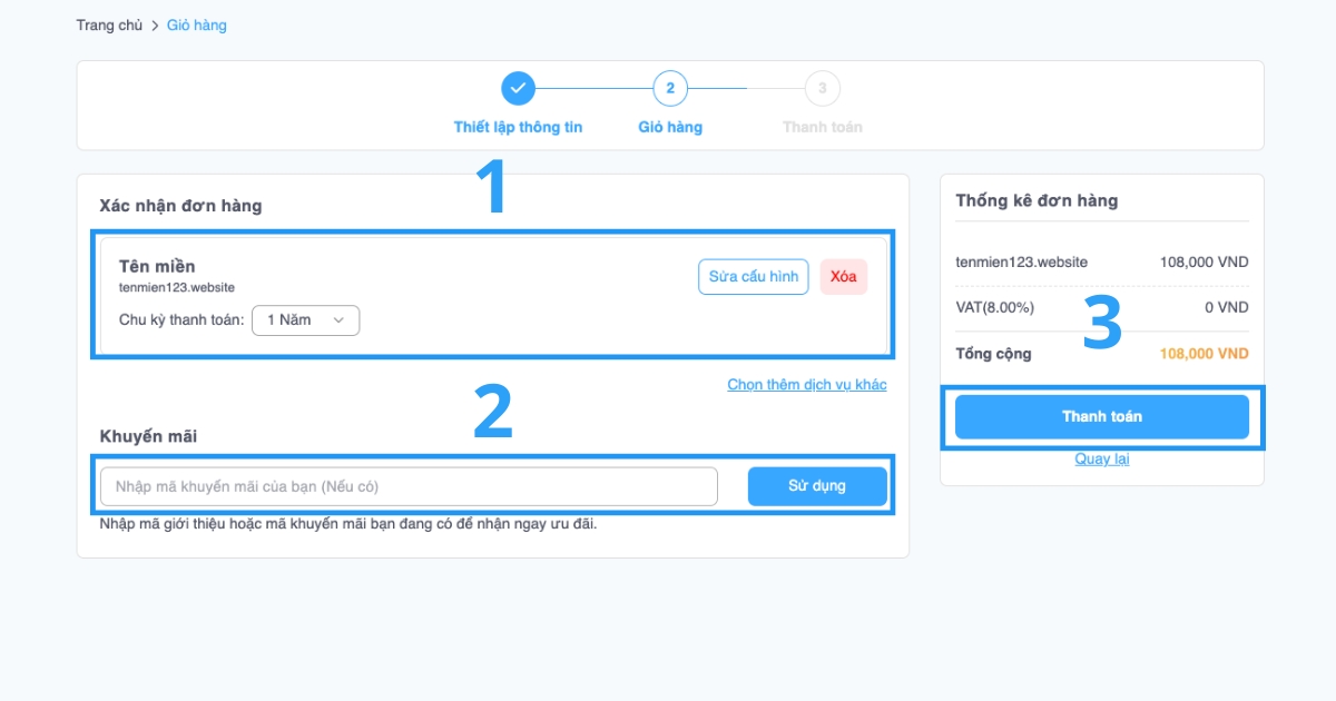 Tên miền .website là gì? Hướng dẫn tìm hiểu và đăng ký nhanh chóng 28 Sau khi đã kiểm tra thông tin chính xác, bạn nhấn vào nút Thanh toán.