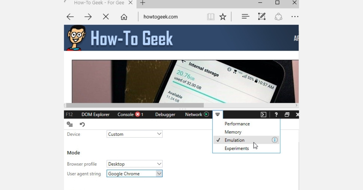 User Agent là gì? Cách xem, đổi User Agent và tối ưu cho website 39 Hãy tìm và chuyển sang tab có tên là Emulation