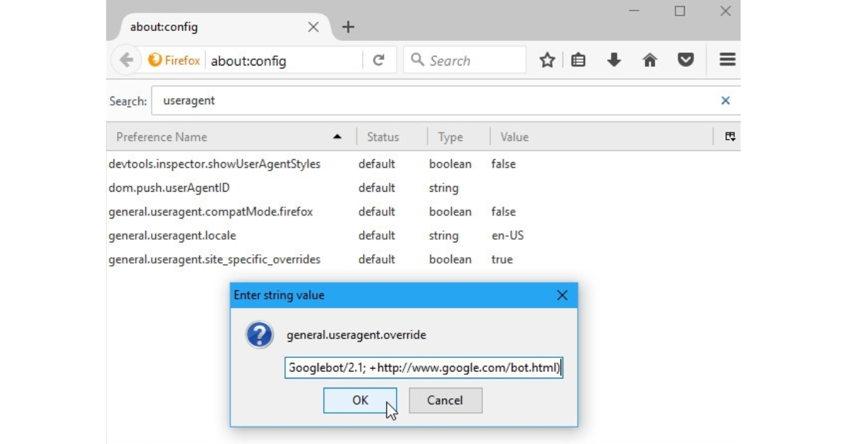 User Agent là gì? Cách xem, đổi User Agent và tối ưu cho website 45 Cửa sổ tiếp theo sẽ yêu cầu bạn nhập giá trị