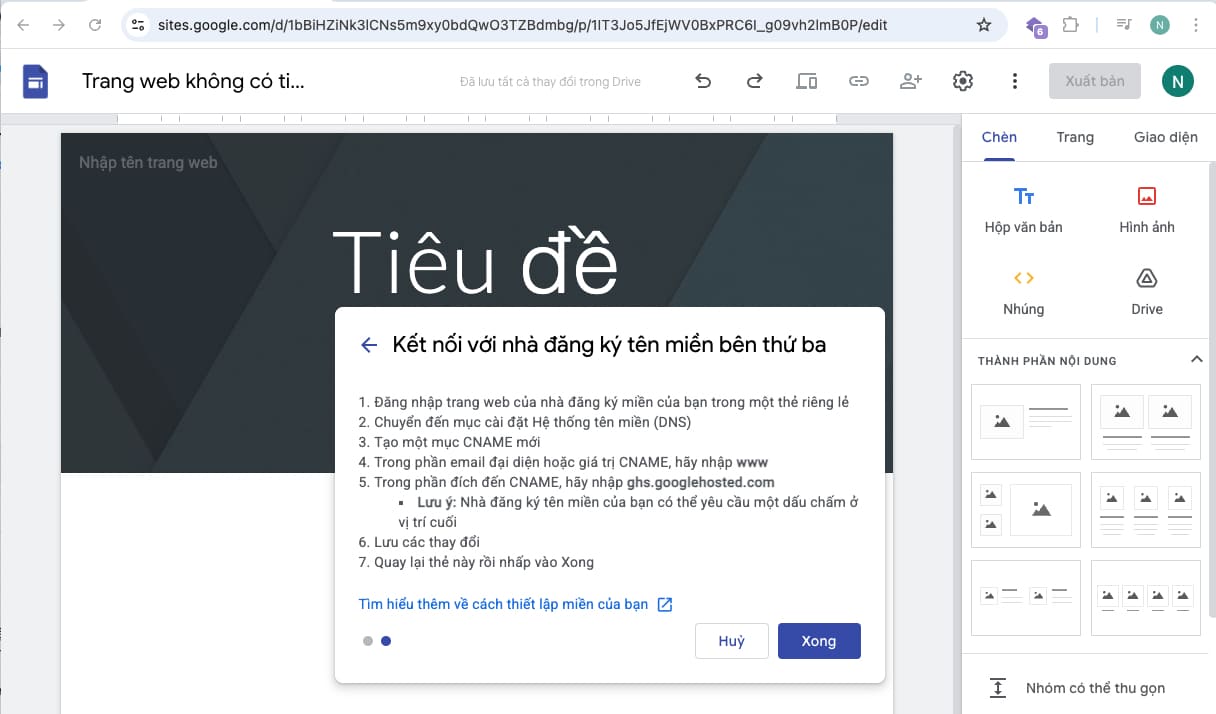 Hướng dẫn add tên miền vào Google Site chi tiết, đơn giản 23 Nhấn Xong để hoàn tất