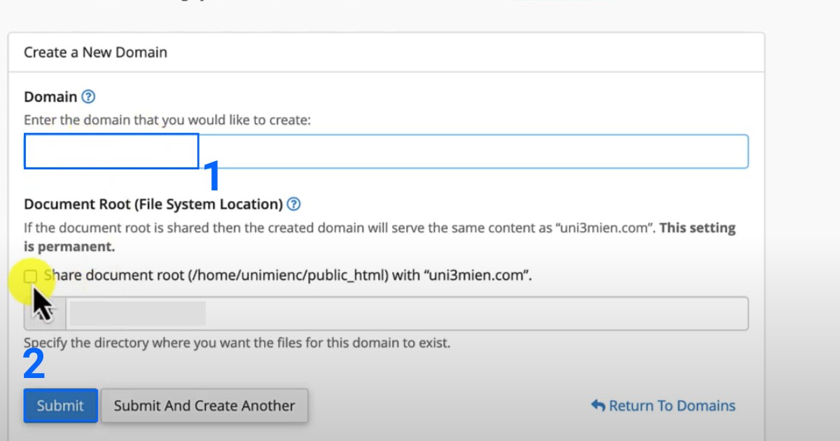 Hướng dẫn tạo Subdomain trên VPS chi tiết bằng CLI và cPanel 28 Bạn chỉ cần điền tên của subdomain muốn tạo và nhấn Submit để hoàn tất