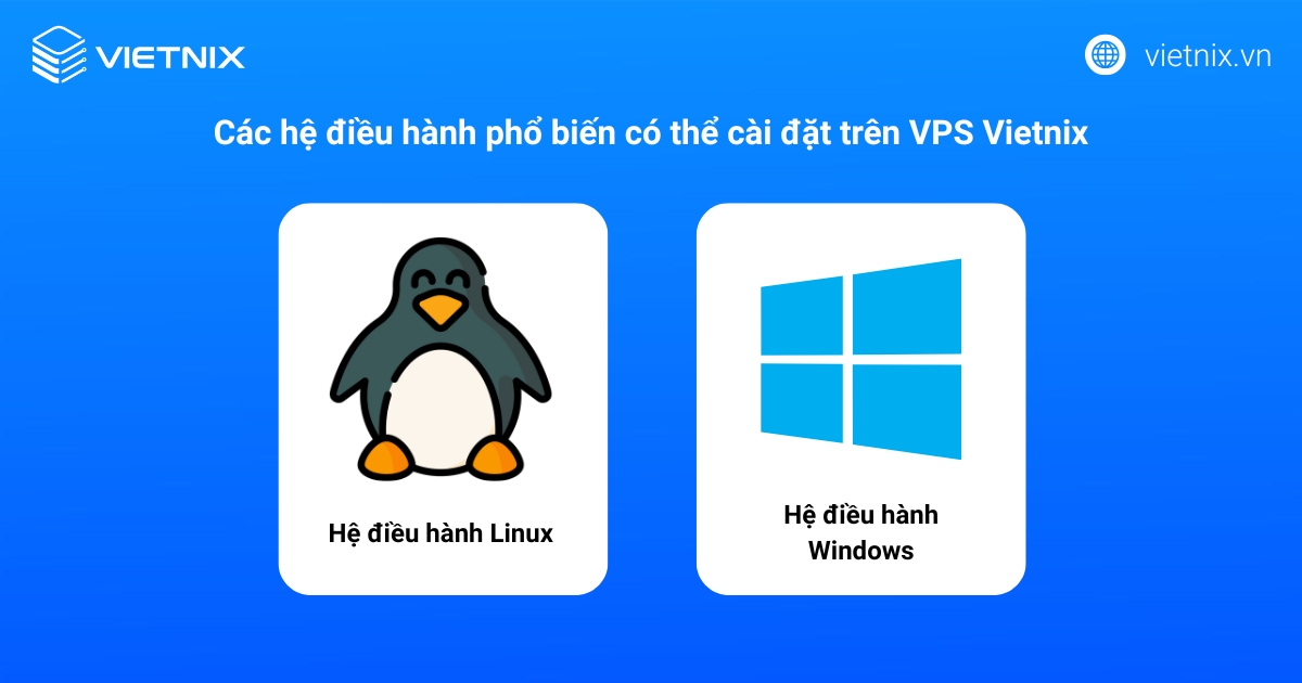 Các hệ điều hành phổ biến có thể cài đặt trên VPS Vietnix