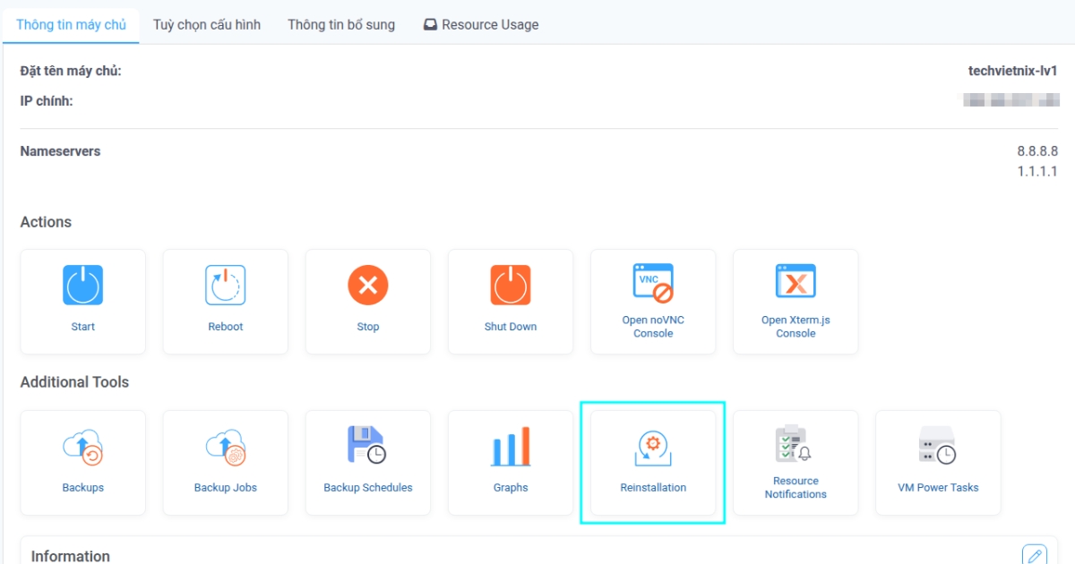 Nhấp vào Reinstallation