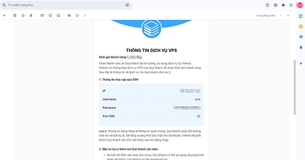 Hoàn tất và nhận thông tin đăng nhập