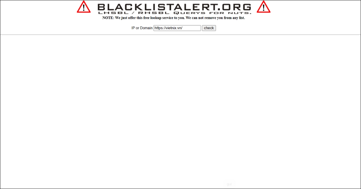 Domain Blacklist Check là gì? Nguyên nhân và 12 công cụ check blacklist domain 38 BlacklistAlert.org