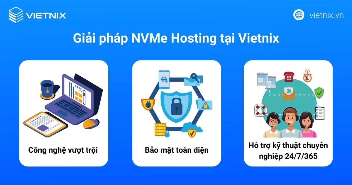 NVMe Hosting là gì? Lợi ích của NVMe Hosting và so sánh với SSD SATA, HDD 17 Vietnix tự hào là một trong những nhà cung cấp tiên phong triển khai hạ tầng NVMe Hosting