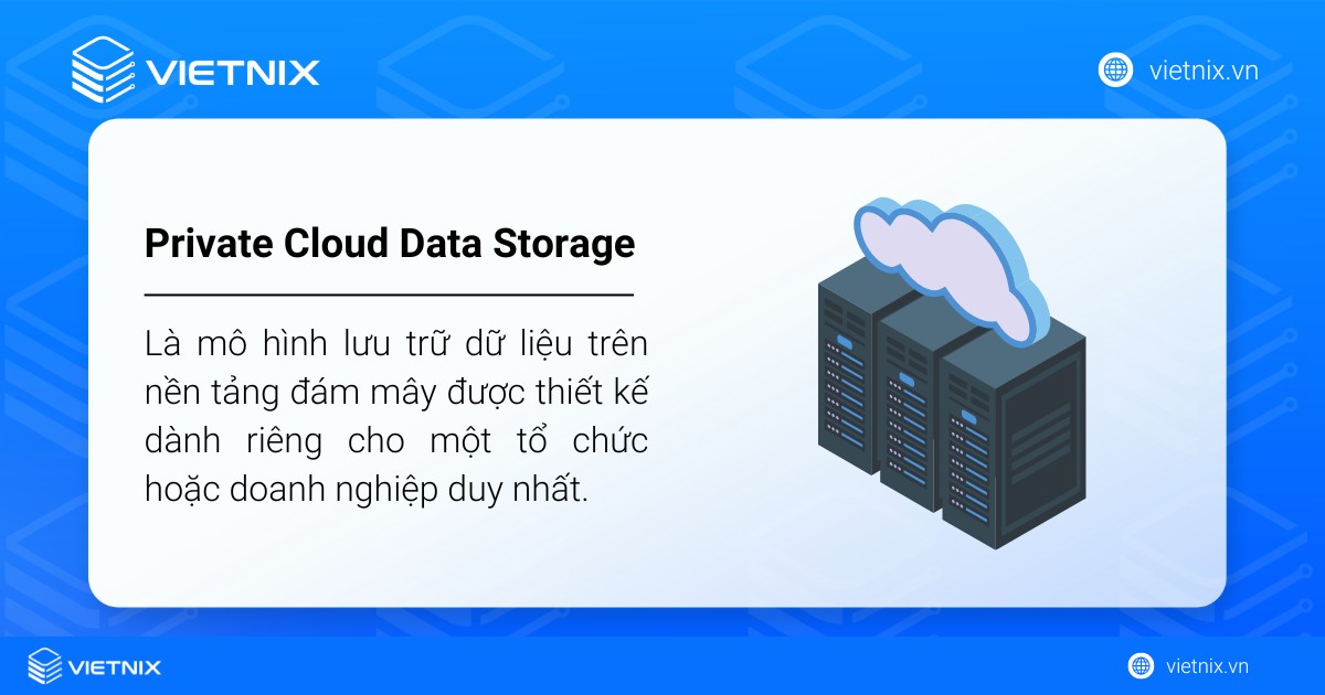 Private Cloud Data Storage là gì? Giải pháp lưu trữ dữ liệu an toàn cho doanh nghiệp 20 Private Cloud Data Storage là mô hình lưu trữ dữ liệu trên nền tảng đám mây được thiết kế dành riêng cho một tổ chức