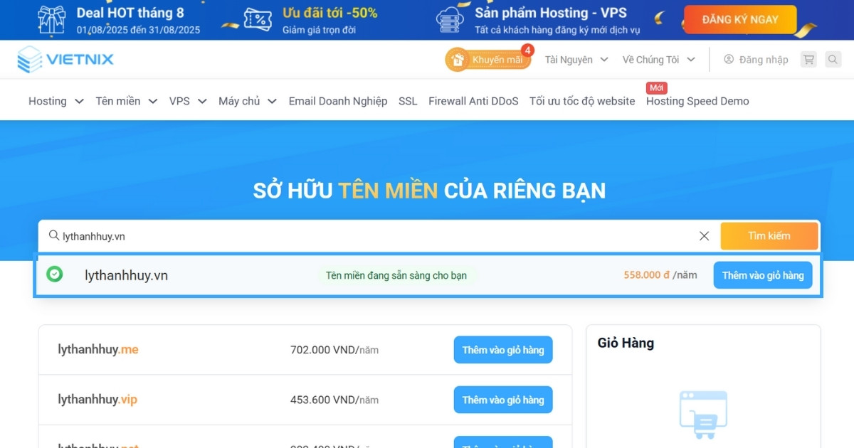 3 lý do tại sao tên miền .vn đắt hơn .com 22 Bạn chỉ cần chọn Thêm vào giỏ hàng