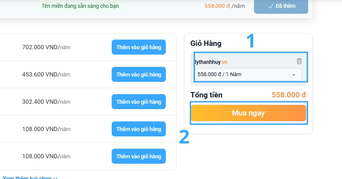 3 lý do tại sao tên miền .vn đắt hơn .com 23 Kiểm tra lại các thông tin về thời gian đăng ký và tổng phí cần thanh toán