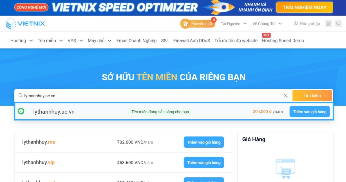 Tên miền .ac.vn là gì? Lĩnh vực nào nên sử dụng tên miền .ac.vn 40 Bạn hãy chọn Thêm vào giỏ hàng để tiếp tục