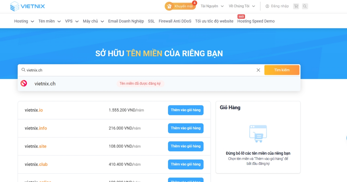 Tên miền .ch là gì? Hướng dẫn đăng ký tên miền .ch đơn giản 21 Sau đó, bạn cần nhập tên miền .ch mà bạn mong muốn vào ô tìm kiếm