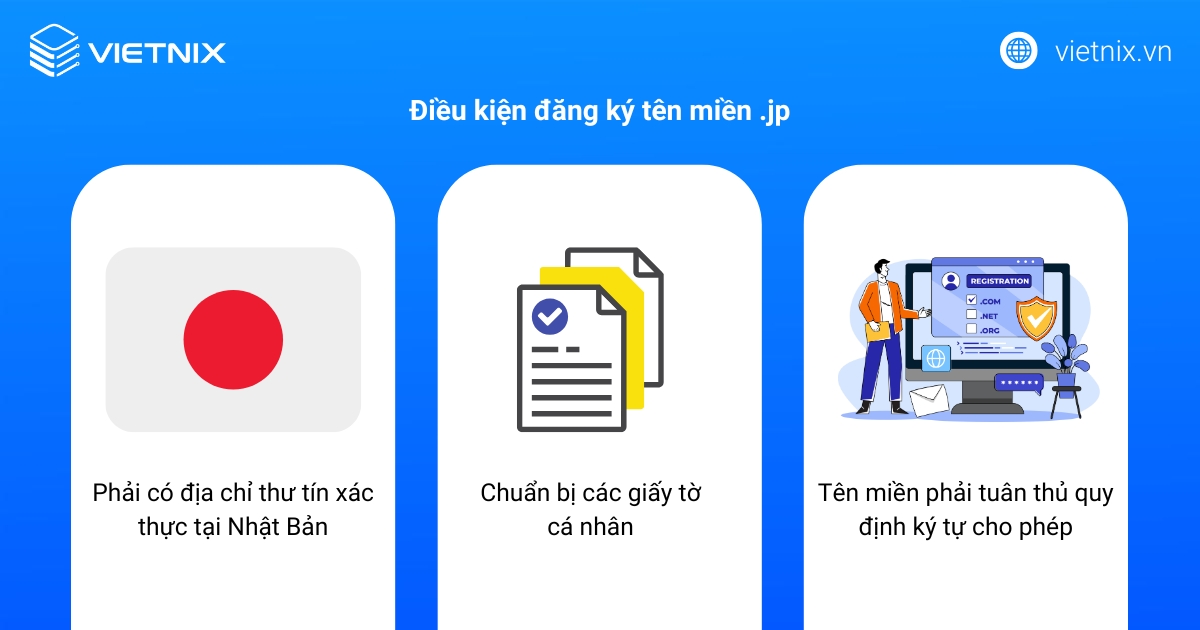 Tên miền .jp là gì? Ưu nhược điểm và hướng dẫn cách đăng ký 33 Điều kiện đăng ký tên miền .jp