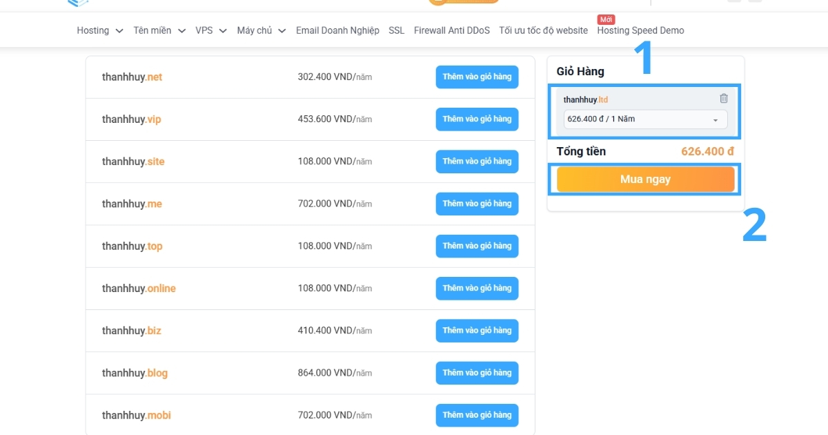 Tên miền .ltd là gì? Hướng dẫn đăng ký tên miền .ltd nhanh chóng 29 Nhấn Mua ngay để sang bước kế tiếp