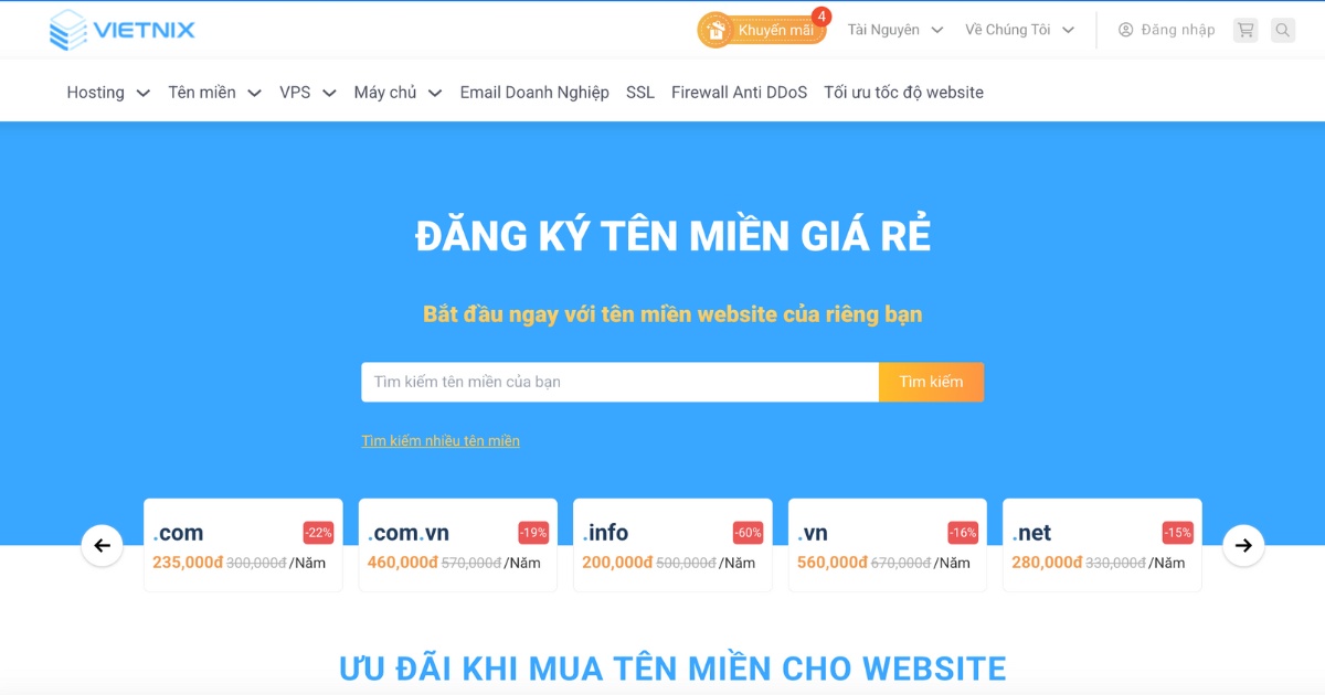 Tên miền .one là gì? Cách đăng ký tên miền .one dễ dàng 35 Truy cập trang kiểm tra và đăng ký tên miền tại Vietnix