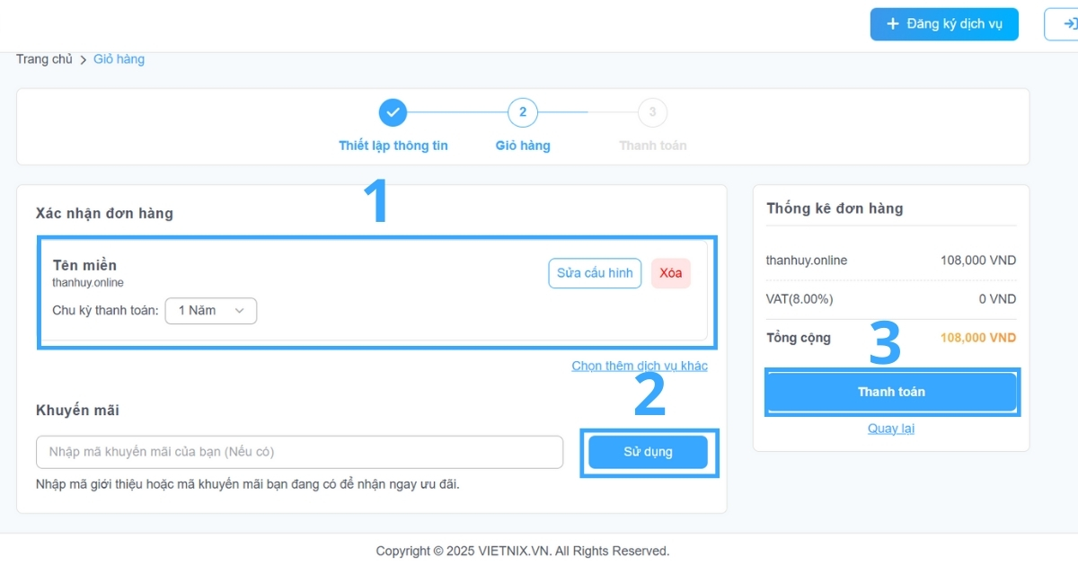 Tên miền .online là gì? Lợi ích và cách mua tên miền .online giá rẻ 52 Xác nhận bằng cách nhấn Thanh toán