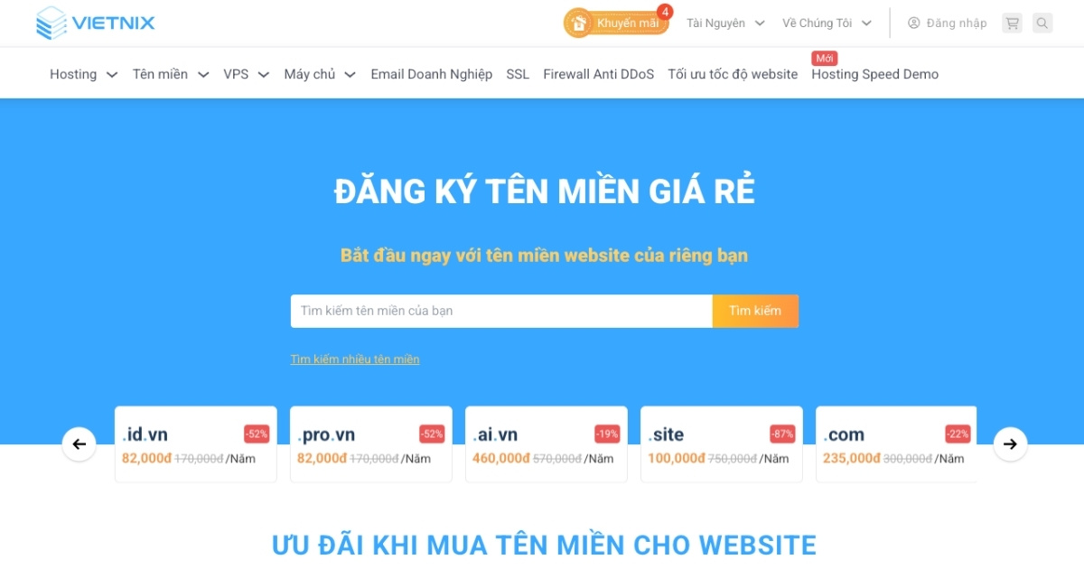 Tên miền .tech là gì? Ý nghĩa quan trọng và cách đăng ký tên miền .tech chi tiết 20 Bạn truy cập vào trang đăng ký tên miền chính thức của Vietnix