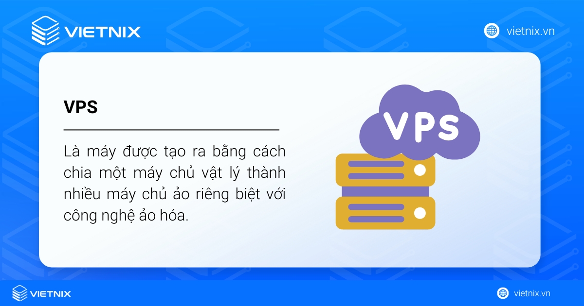 VPS là gì? Nguyên lý hoạt động của máy chủ ảo Virtual Private Server 25 VPS là được tạo ra bằng cách chia một máy chủ vật lý thành nhiều không gian lưu trữ ảo riêng biệt với công nghệ ảo hóa.