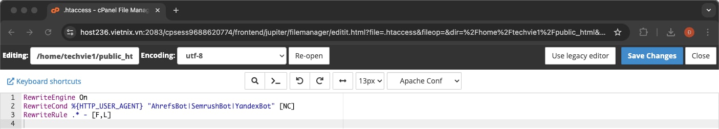 Cách Block User Agent .htaccess: Hướng dẫn chi tiết 22 Minh họa phương pháp 1