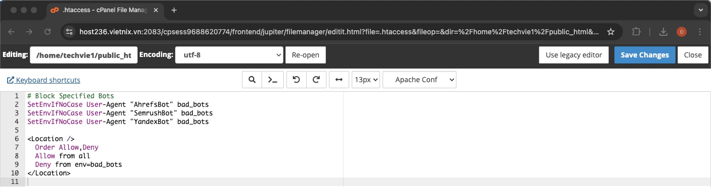 Cách Block User Agent .htaccess: Hướng dẫn chi tiết 23 Hình minh họa bước 2