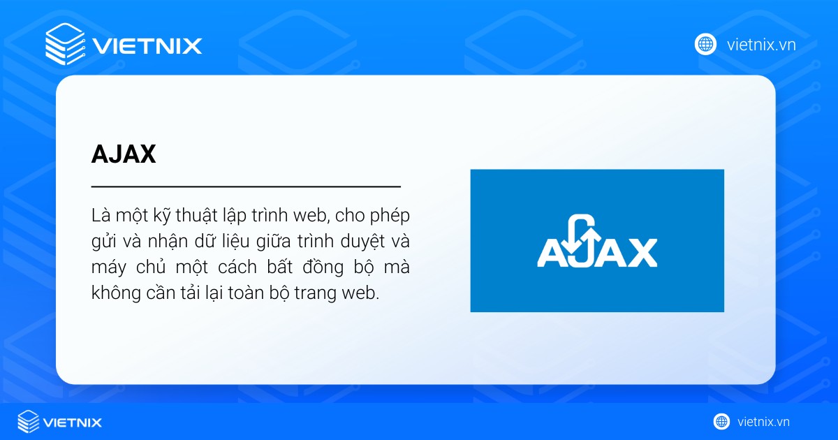 AJAX là gì? Cách thức hoạt động và các ứng dụng phổ biến 26 AJAX (viết tắt của Asynchronous JavaScript and XML) là một kỹ thuật lập trình web