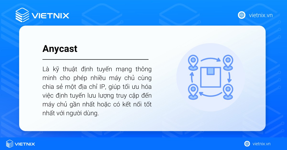 Anycast là một kỹ thuật định tuyến mạng thông minh