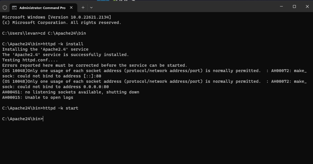 Apache là gì? Tổng quan kiến thức về Apache Web Server 57 Di chuyển tới thư mục C: