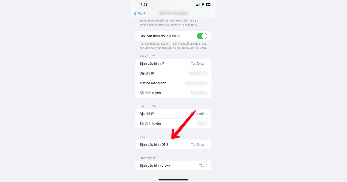 9 cách bỏ chặn truy cập trang web: Hướng dẫn chi tiết A-Z 77 Bạn kéo xuống và chọn mục Định cấu hình DNS