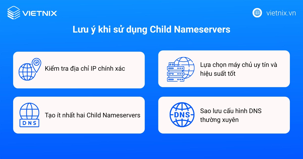 Lưu ý khi sử dụng Child Nameservers