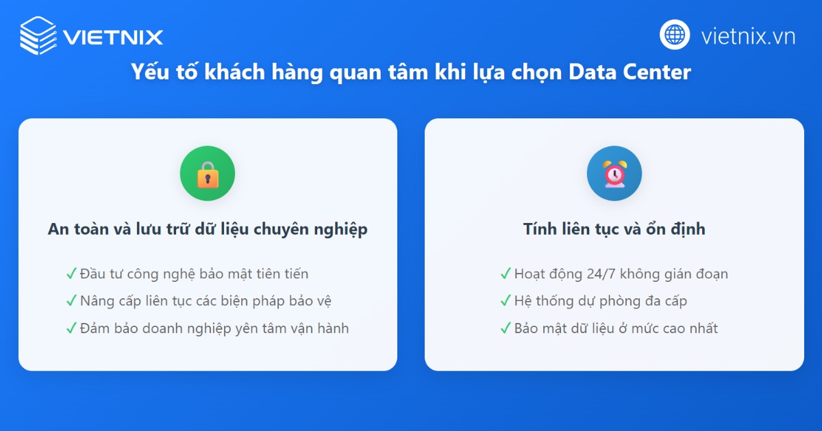 Datacenter là gì? Các yếu tố tạo nên trung tâm dữ liệu chất lượng 22 Yếu tố khách hàng quan tâm khi lựa chọn datacenter