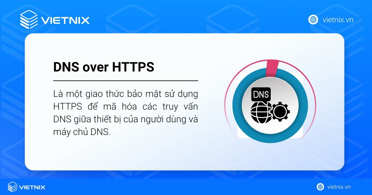 DNS over HTTPS (DoH) là giao thức gửi truy vấn DNS qua kết nối HTTPS đã được mã hóa