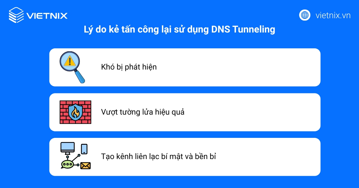 DNS Tunneling là gì? Cách phát hiện và phòng chống hiệu quả 23 Lý do kẻ tấn công lại sử dụng DNS Tunneling
