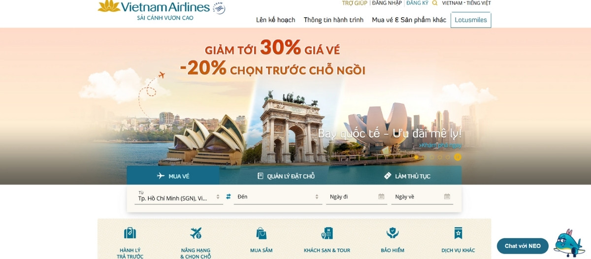 Header website là gì? Những điều cần biết về header website 27 Trang chủ của Vietnam Airlines