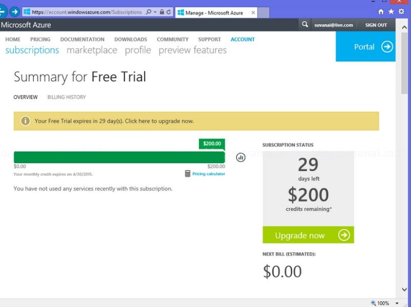 VPS Azure là gì? Hướng dẫn tạo VPS Azure miễn phí từ A-Z 64 Sau khi tài khoản active, bạn nhận được $200 vào tài khoản Azure