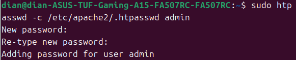 Basic Auth là gì? Hướng dẫn cách cấu hình Basic Authentication cơ bản 34 Chạy lệnh để tạo file và thêm người dùng đầu tiên