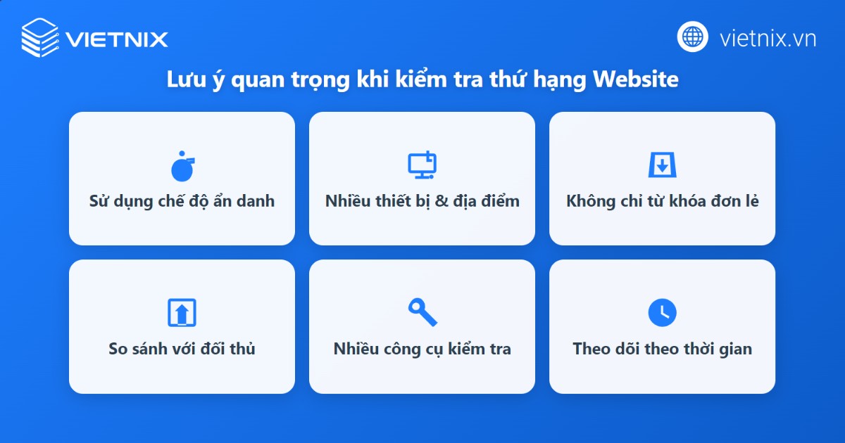 10+ cách kiểm tra thứ hạng website trên Google nhanh chóng và hiệu quả 45 Lưu ý khi kiểm tra và phân tích thứ hạng website