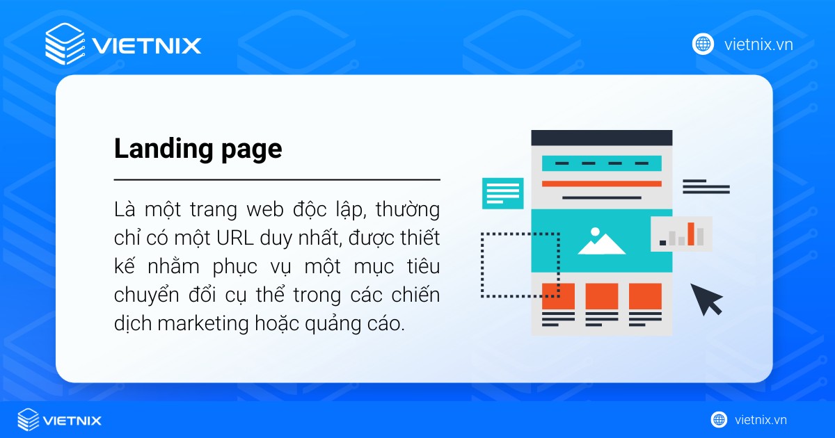 So sánh landing page và website chi tiết: Nên chọn landing page hay website? 15 Landing page là một trang web độc lập, thường chỉ có một URL duy nhất