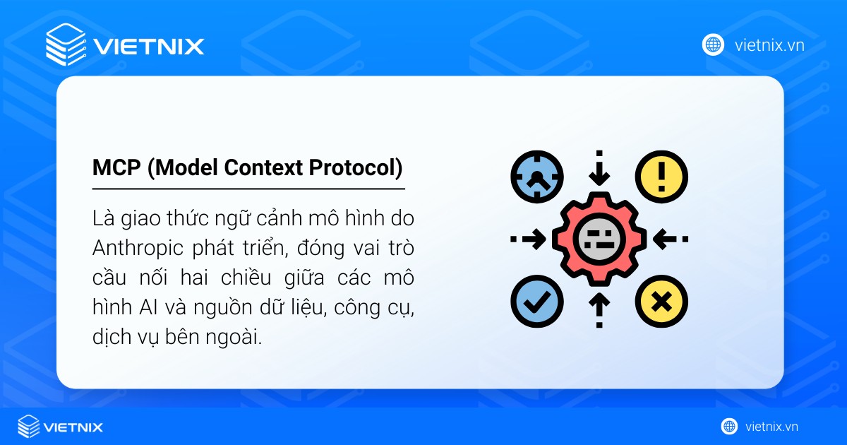 MCP là gì? Tìm hiểu Model Context Protocol cho AI hiện đại 18 MCP (Model Context Protocol) là giao thức ngữ cảnh mô hình do Anthropic phát triển