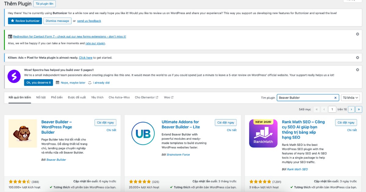 Cài đặt Beaver Builder