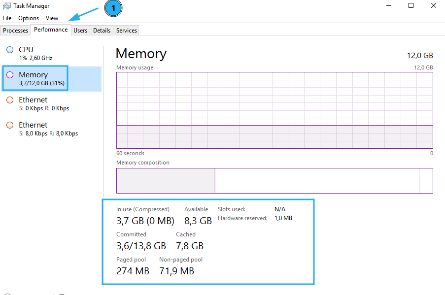 RAM VPS bao nhiêu là đủ? Cách chọn RAM phù hợp cho hệ thống 23 Đầu tiên, bạn vào Task Manager. Sau đó, chọn mục Performance