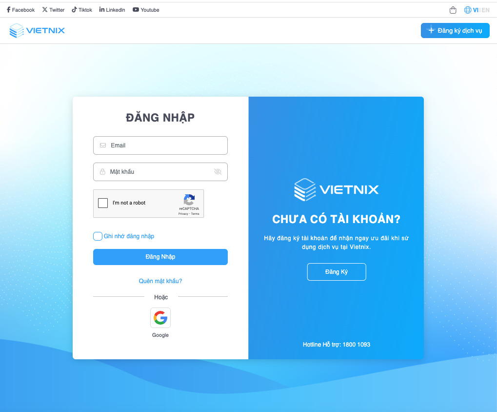 Hướng dẫn chi tiết cách reinstall VPS chi tiết và an toàn 23 Truy cập bằng tài khoản sử dụng dịch vụ tại Vietnix