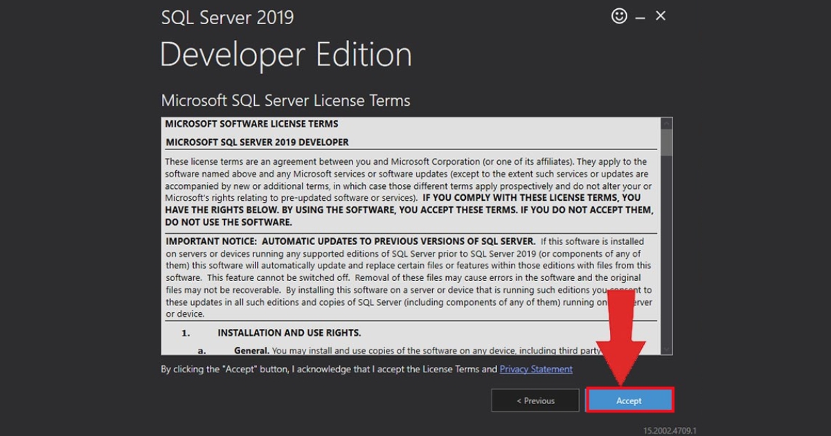 SQL Server là gì? Tổng quan và hướng dẫn cách tải, cài đặt chi tiết 35 Bạn nhấn Accept