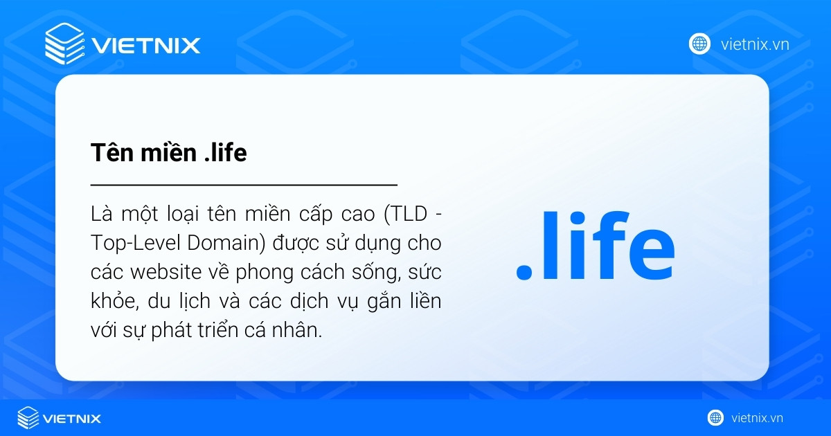 Tên miền .life là gì? Cách đăng ký tên miền .life chi tiết từ A đến Z 16 Tên miền .life là một loại tên miền cấp cao (TLD - Top-Level Domain) được sử dụng cho các website về phong cách sống