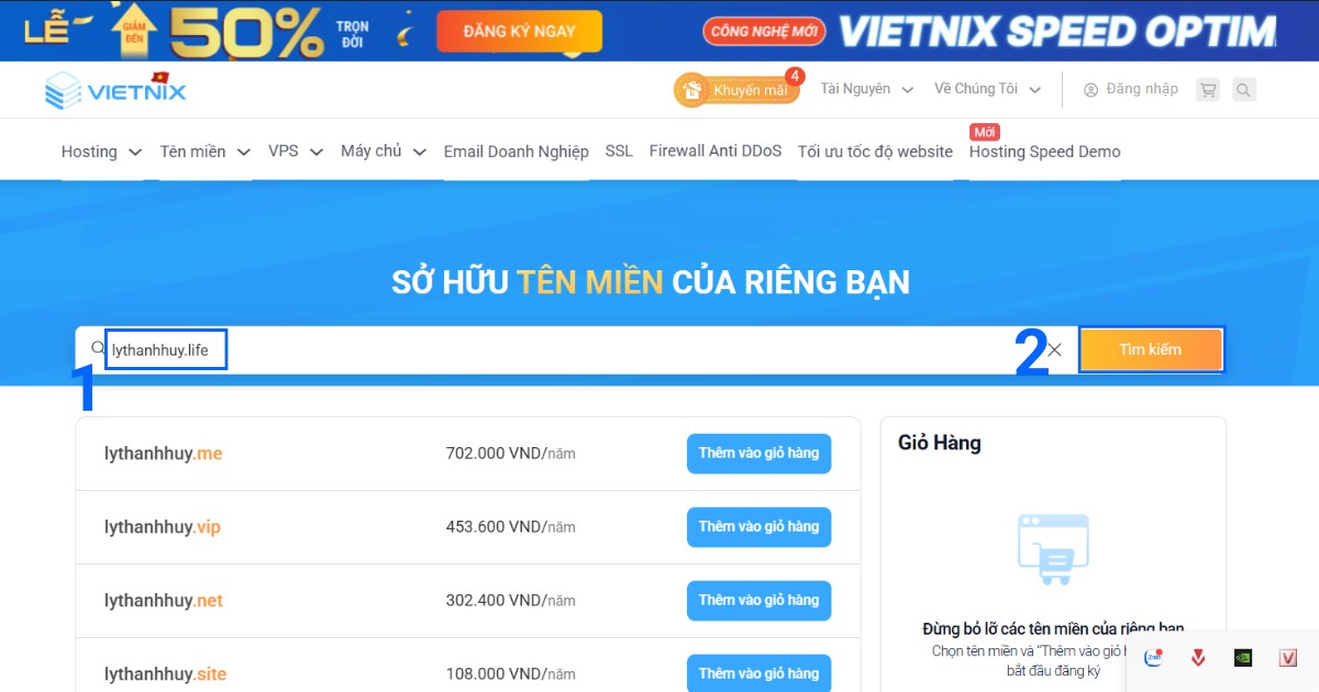 Tên miền .life là gì? Cách đăng ký tên miền .life chi tiết từ A đến Z 20 Nhập tên miền .life bạn muốn vào ô tìm kiếm