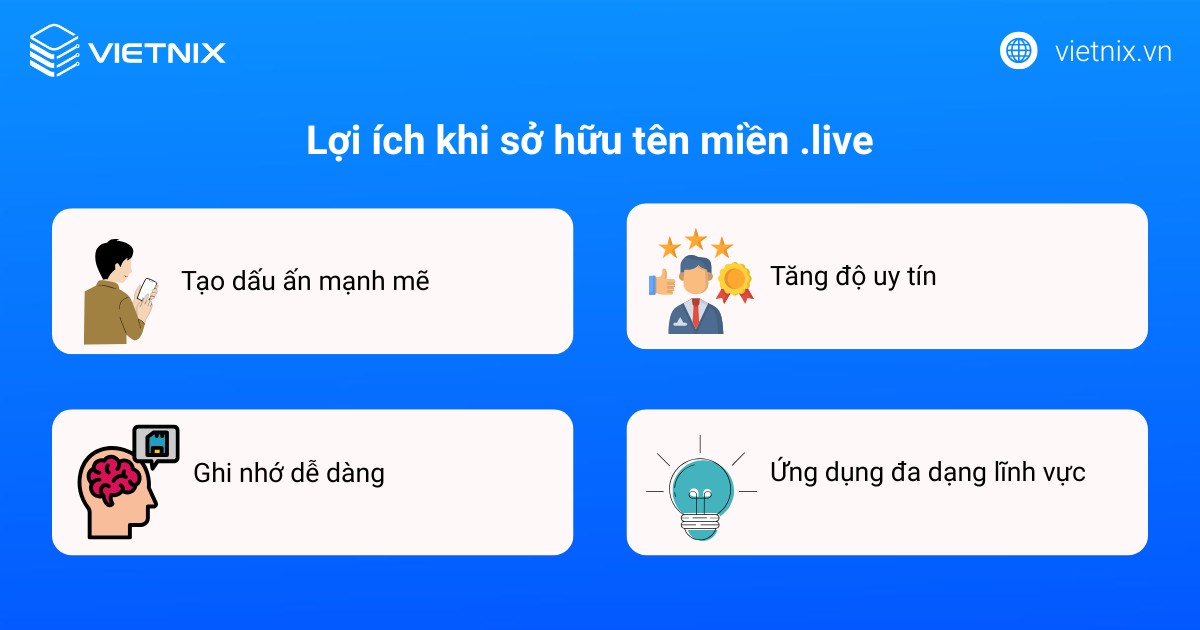 Tên miền .live là gì? Cách đăng ký tên miền .live chi tiết 21 Lợi ích khi sở hữu tên miền .live