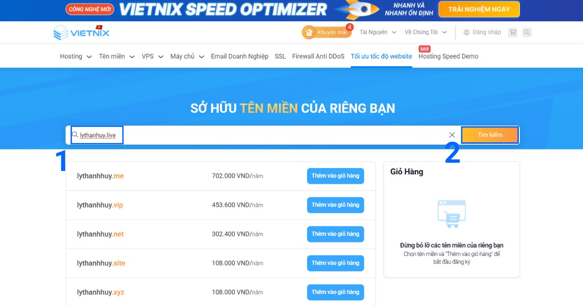 Tên miền .live là gì? Cách đăng ký tên miền .live chi tiết 24 Điền tên miền .live vào ô kiểm tra, nhấn Tìm kiếm để kiểm tra trạng thái sẵn có